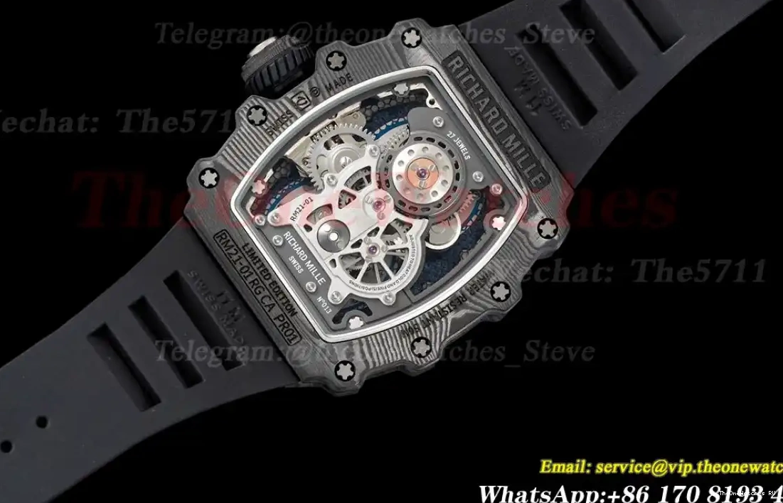 Rubber Skeleton strap Tourbillon With RM21-01 Black RMF Dial Transparent 0430